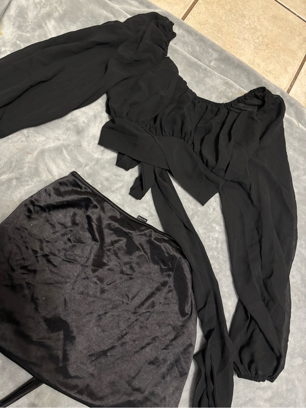 Elegant Black Off-Shoulder Two-Piece Set by